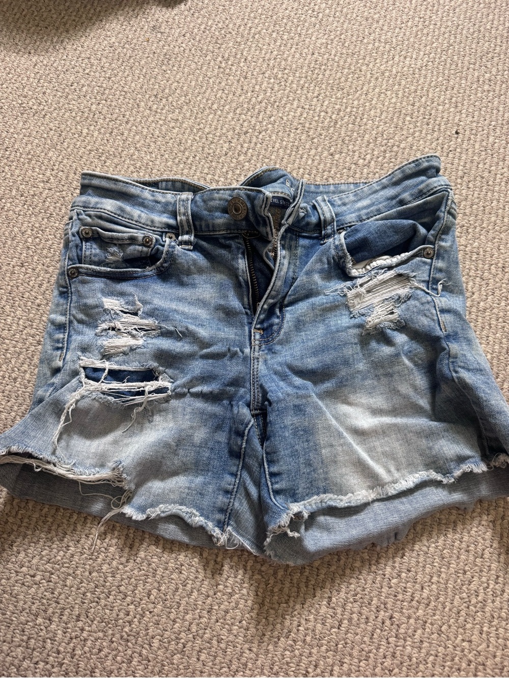 American Eagle Outfitters Light Wash Distressed Denim Shorts